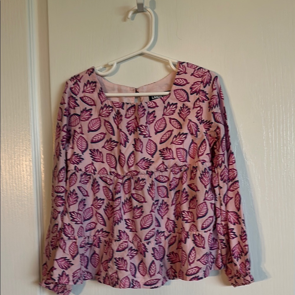 Pink Leaf Print Women's Top